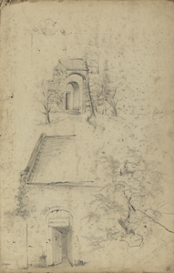 809970 Boven: gezicht op de ingang van het kasteel te IJsselstein.Onder: gezicht op een toegang tot een van de gebouwen ...